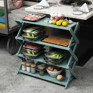 Hot Pot Shop Shelf Hot Pot Rack Kitchen Shelf Multi-layer Barbecue Grill Dining Car Cart Hotel Vegetable Rack