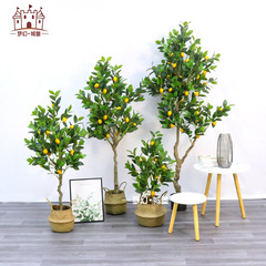 Simulated lemon tree, green plant potted indoor fruit bonsai, Nordic style floor-standing ornaments, decorative artificial tree plants