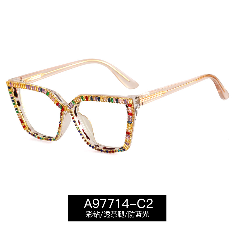 A97714 gafas de moda marcos de gafas de diamante hechos a mano marcos de gafas anti-luz azul gafas protectoras de ojos de mujer fábrica en stock
