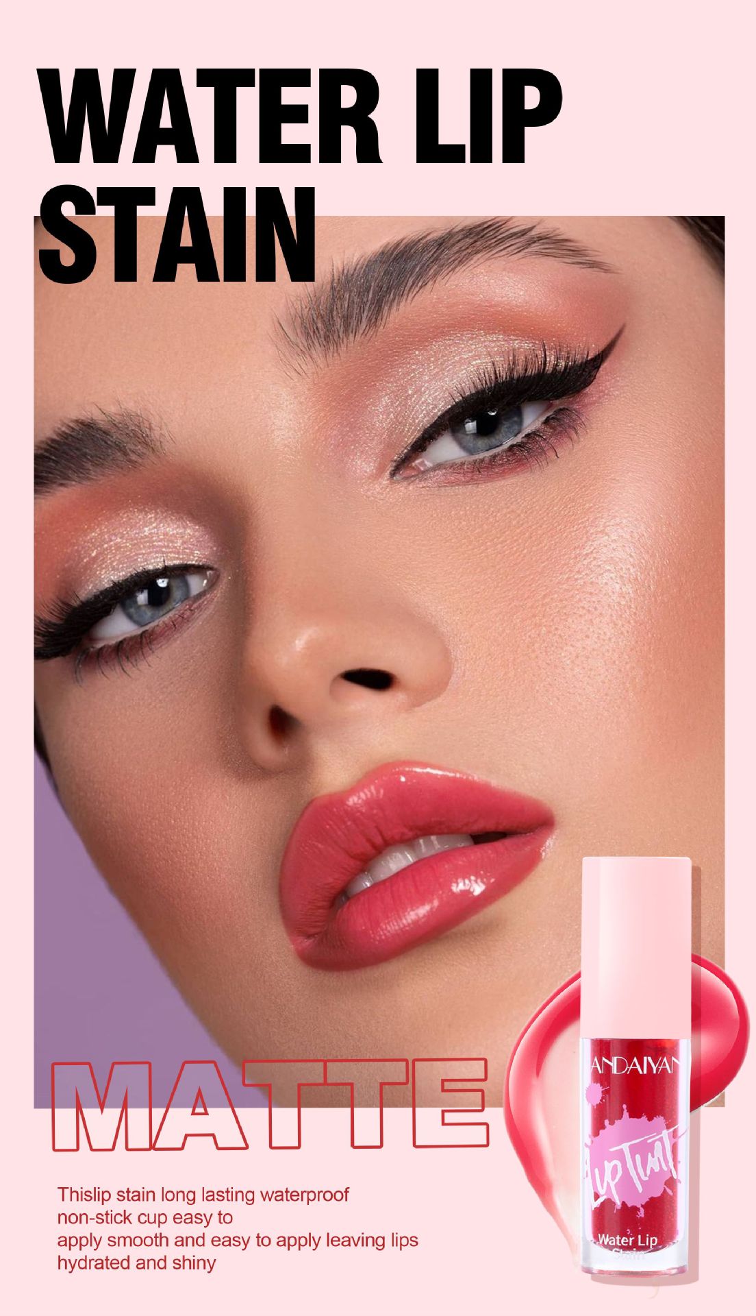 HANDAIYAN, a cross-border lipstick and watercolor makeup bestseller, offers 6 colors of long-lasting moisturizing lip gloss and non-stick cup dye lip liquid details Picture