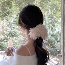 仙欲氛围毛绒羽毛发圈皮筋扎头女法式高级感低马尾头绳发绳发饰