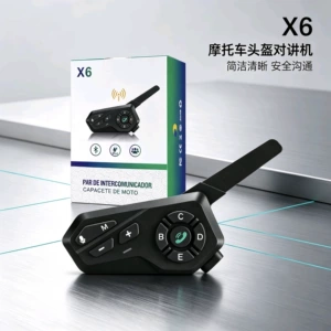 X6 Motosiklet Dəbilqə Bluetooth İnterkom 1500m IPX6 Su Keçirməyən Stereo Qulaqlıq