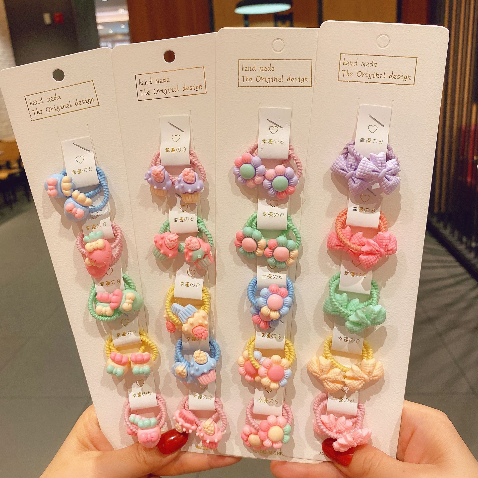 10 bags in Korean cartoon hair rope set Girl thumb hair circular…