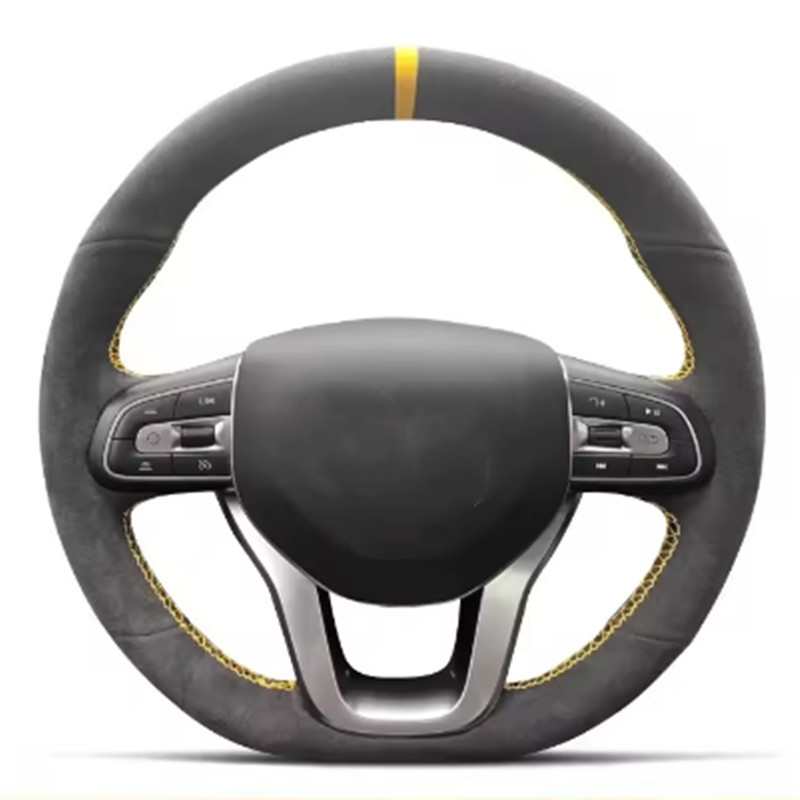 Car hand-stitched steering wheel cover for Lynk & C 03 01 06 05 02 carbon fiber suede leather