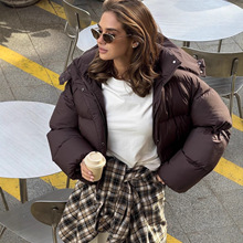 欧美跨境时尚宽松秋冬羽绒服轻奢高级感加厚短款韩版连帽面包服