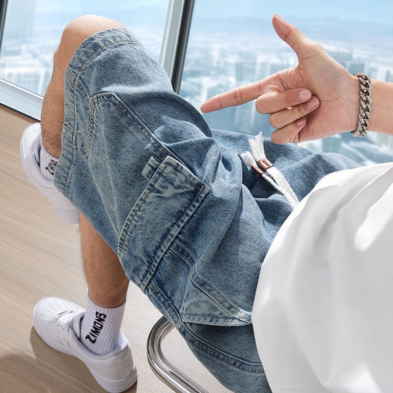 Summer Thin Workwear Denim Shorts Men's Loose American Retro Trendy Casual Pants 2025 New Arrival Men