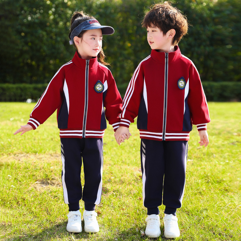 小学生校服春秋款三件套儿童班服红色幼儿园园服一年级运动服套装|undefined
