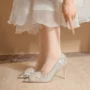 尖头新款法式细跟新娘鞋