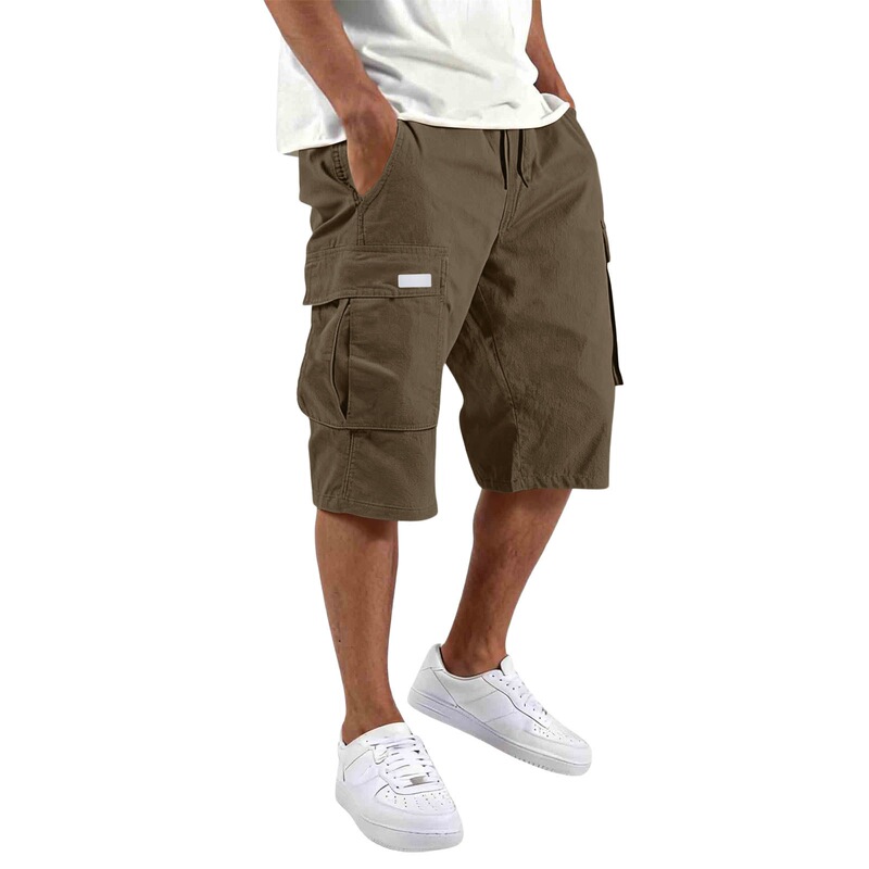 2026 Cross-Border Summer Shorts Multi-Pocket Workwear Men's Casual Solid Color Work Pants Woven Shorts White Leather Label 2026 Cross-Border Summer Shorts Multi-Pocket Workwear Men's Casual Solid Color Work Pants Woven Shorts White Leather Label