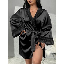 I 18575 Lace Trimmed Satin Pajamas ��˿ƴ��˯�� �羳ŷ��