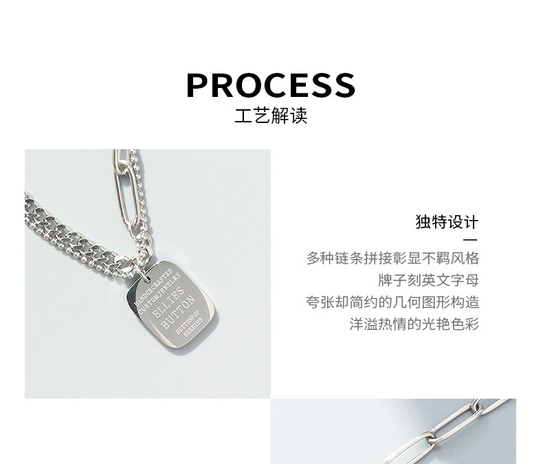 Double-layer English Letter Titanium Steel Necklace display picture 10