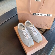 牛皮版~2024苏茵茵真皮复古休闲运动阿甘鞋女板鞋平底春季德训鞋