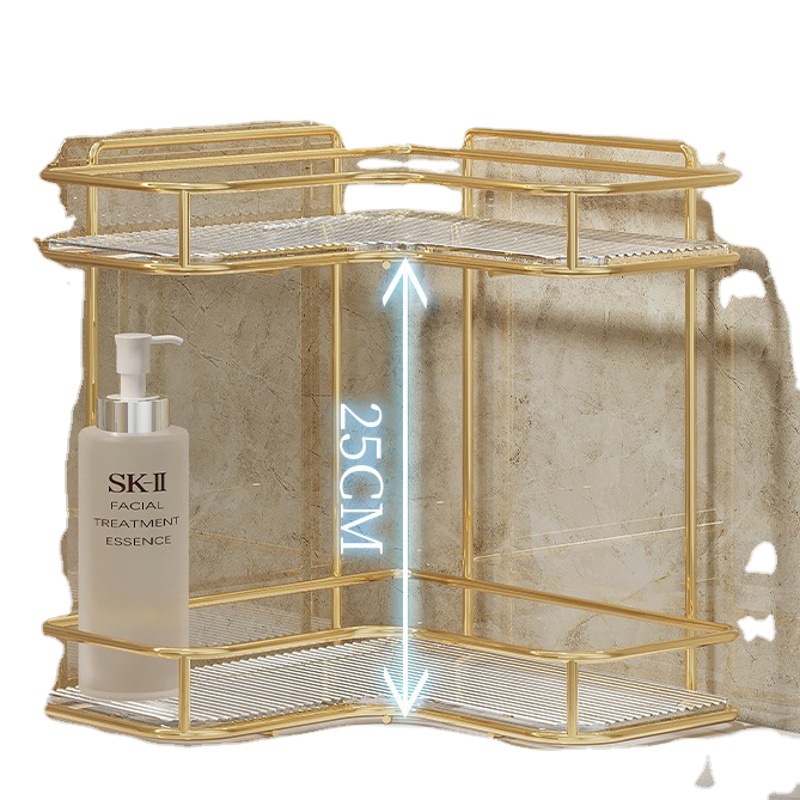 Luz de lujo baño estante de almacenamiento mesa de triángulo acrílico lavado a mano lavabo baño inodoro estante de almacenamiento de esquina