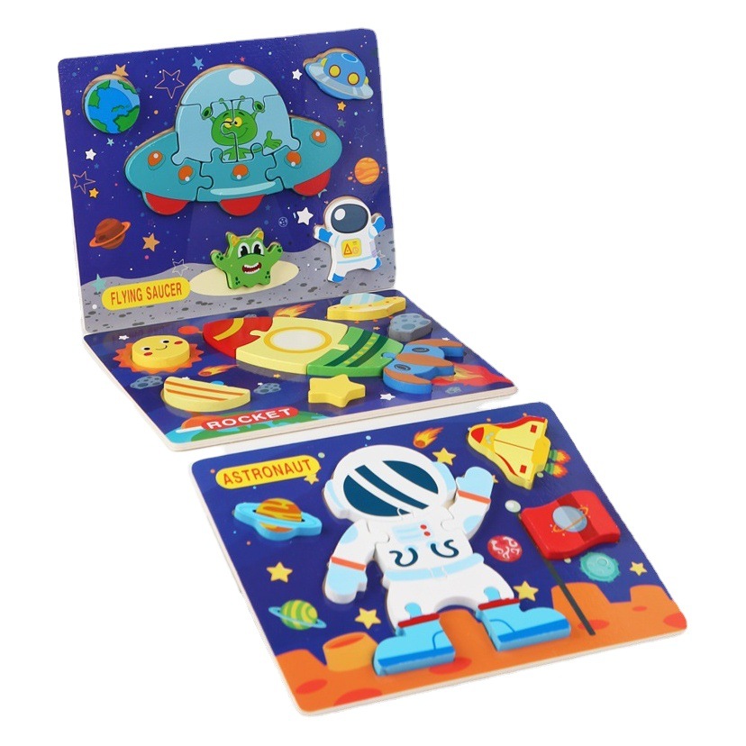 Bebé niños 1-2-3D años de edad Mitad de madera rompecabezas tridimensional bebé iluminación educación temprana juguetes educativos para niños y niñas