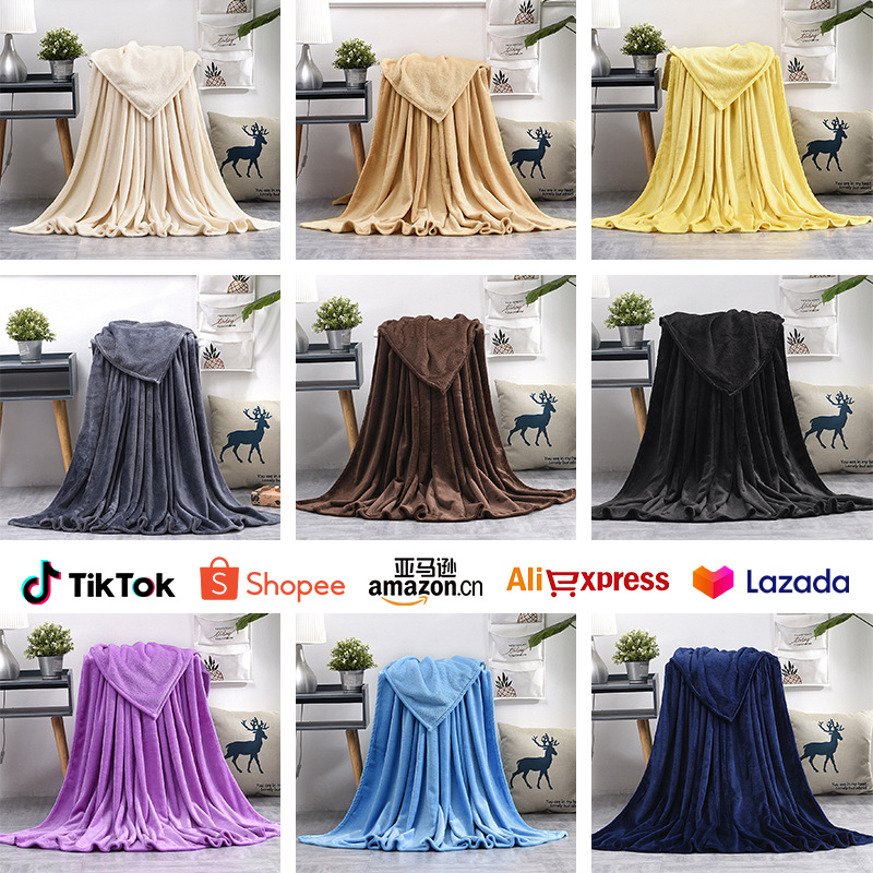 Thickened Solid Color Cross-border Flannel Blanket Coral Fleece Faleel Gift Blanket Pet Puppy Kitten Blanket