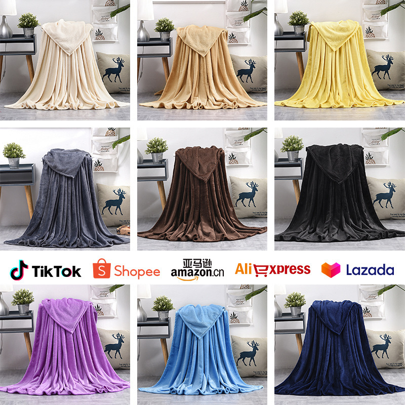 Thickened Solid Color Cross-border Flannel Blanket Coral Fleece Faleel Gift Blanket Pet Puppy Kitten Blanket