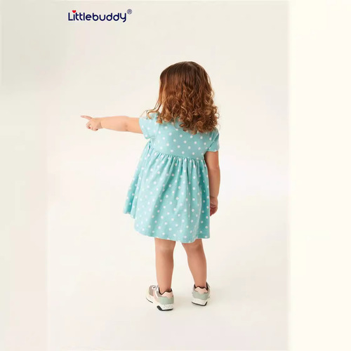 Little Buddy Summer 2-7 Years Old European and American Style Cartoon Polka Dot Children's Dress and Dress Princess Dress One Size