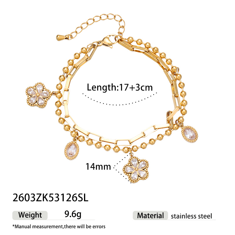 Tina Europa y los Estados Unidos transfronterizos inswind exquisita mariposa flor diseño de modelado pulsera de zircon ligera lujosa nicho joyería de mano mujer