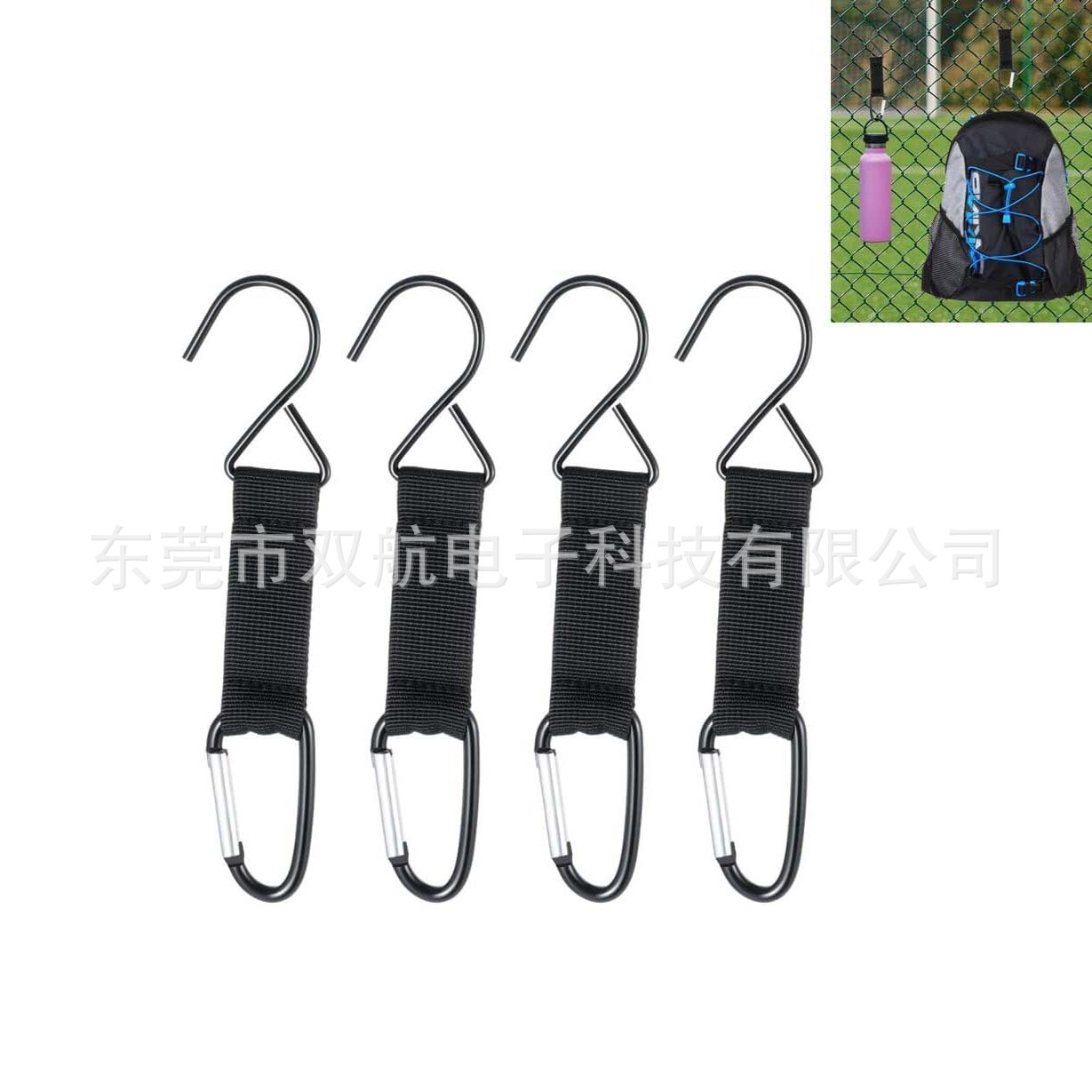 厂家直供黑色金属铁丝钩户外背包挂绳登山扣挂绳登山旅游挂带钩子