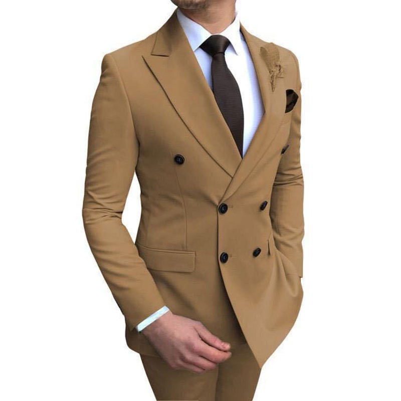 欧美加肥大码外贸商务休闲西服两件套新郎伴郎婚礼宴会西装套装男|undefined