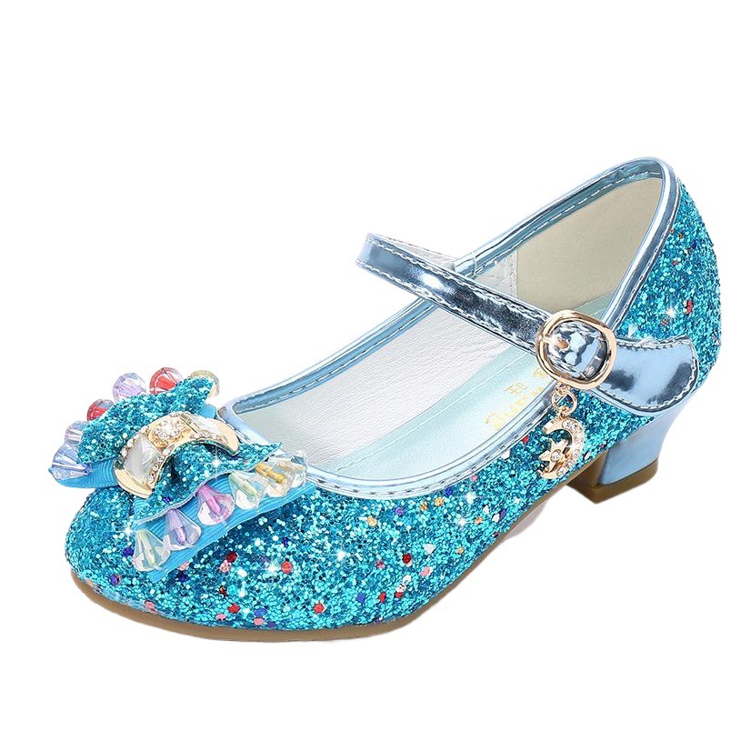 Zapatos de tacón alto para niñas 2023 estilo coreano nuevos zapatos de otoño con lentejuelas niñas medianas y grandes zapatos de cuero princesa zapatos de rendimiento estudiantil