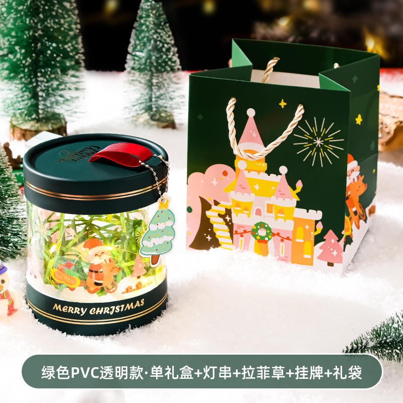 クリスマスのリンゴの包装箱のプレゼント箱のクリスマスイブのクリスマスイブの贈り物箱の丸い桶は精巧で美しい祝福の空箱を詰めます。|undefined