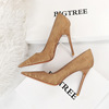 3169-2 Vintage European and American Style High Heel Shallow Mouth Pointed Thin Heel Super High Heel Sexy Nightclub Wome
