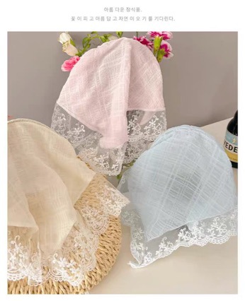 周也同款蕾丝头巾发箍女夏季出游拍照发卡氛围感压发头箍百搭头饰