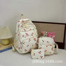 跨境新款韩版ins樱桃印花双肩包原宿男女学生小清新书包文艺背包