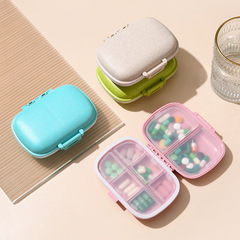 Portable 8-compartment sealed pill box, moisture-proof one-week pill box, separate packaging and storage wheat medicine box, printed LOGO