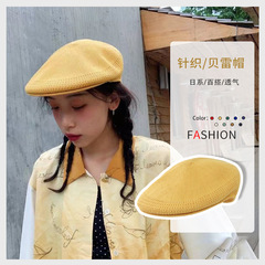 帽子女性の夏韓国オールマッチメッシュサンハットインターネットセレブファッション刺繍カンガルーアヒルの舌大きなつばベレー帽