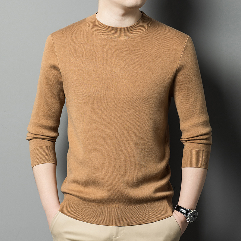 Cashmere Sweater with Mulberry Silk genuine goods Half-turtleneck High-grade Sweater Siping Thickened Warm Crewneck Sweater for Middle-aged Men Cashmere Sweater with Mulberry Silk genuine goods Half-turtleneck High-grade Sweater Siping Thickened Warm Crewneck Sweater for Middle-aged Men