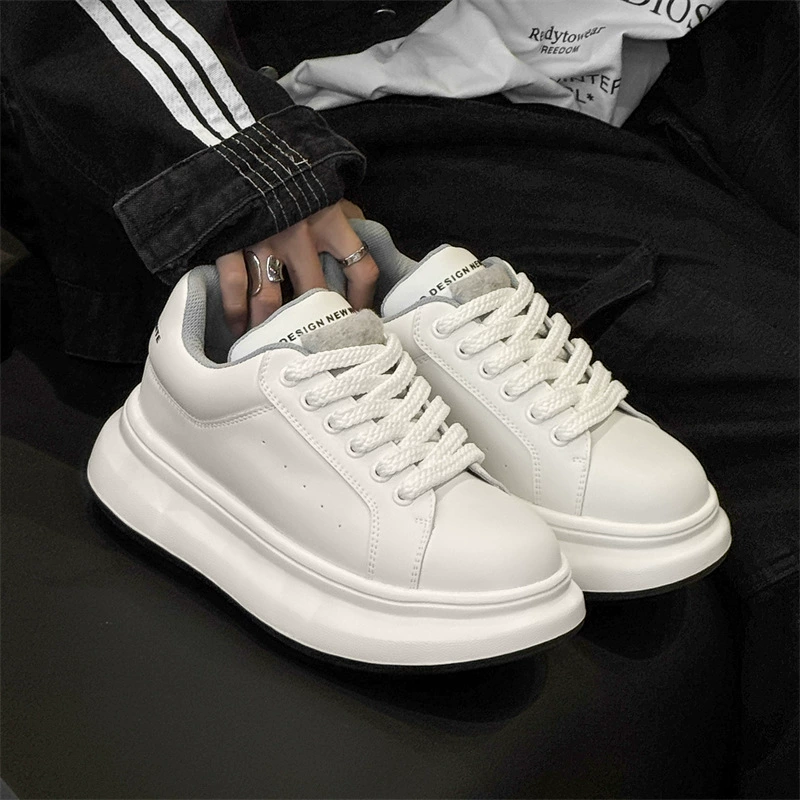 2025 весна и осень модные тенденции простые мужские маленькие белые туфли удобные толстые подошвы для мужчин и женщин