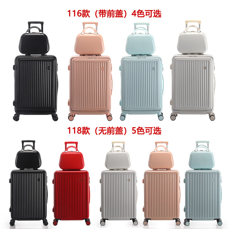 Cubierta delantera abierta equipaje viaje de negocios caja de contraseña caja de embarque caso de la carretilla del estudiante rueda universal caja de cuero al por mayor