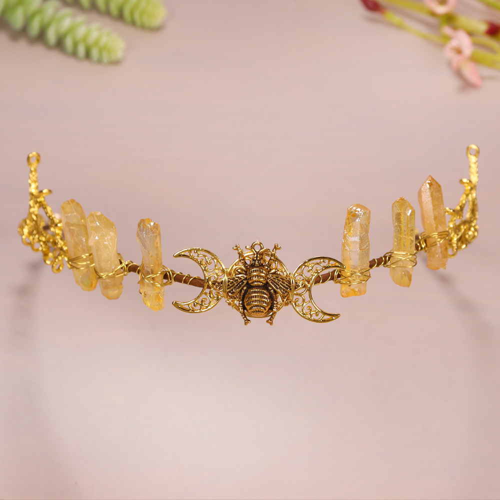Crystal Moon Star Bride Crown Headdress For Wiccan Wedding_voghion.com