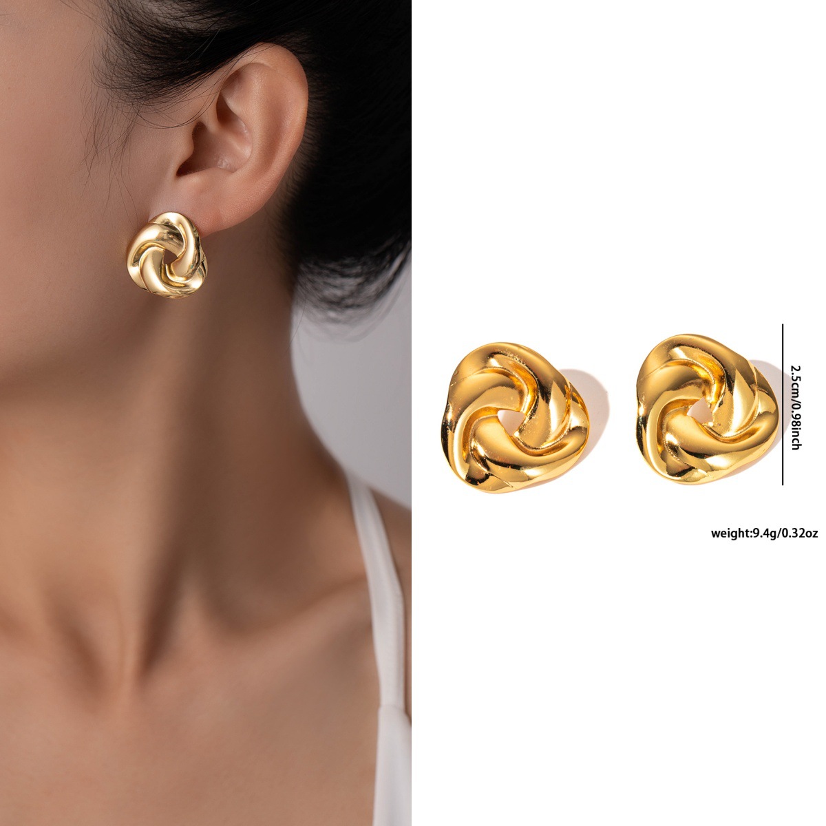 Pendientes de acero de titanio transfronterizos para mujer, lujo ligero, sentido de alta gama, temperamento retro de nicho, pendientes que no se desvanece, pendientes de todo fósforo al por mayor