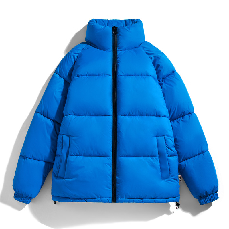 Chaqueta de hombre de otoño e invierno chaqueta acolchada de algodón cálida informal suelta blusa juvenil cuello alto simple celebridad de Internet misma chaqueta de pan a prueba de viento