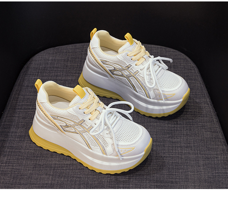Giày sneaker nữ đế dày phong cách cổ điển, tăng chiều cao, thoải mái — Vàng 5053, Xám 5053, Tím 5053 chi tiết 21