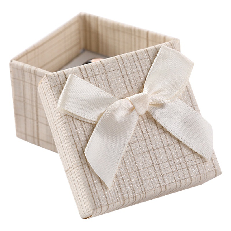 Fábrica en stock cuadrado arco anillo caja exquisita Stud pendientes joyería caja de embalaje caja de regalo de cumpleaños de seis colores