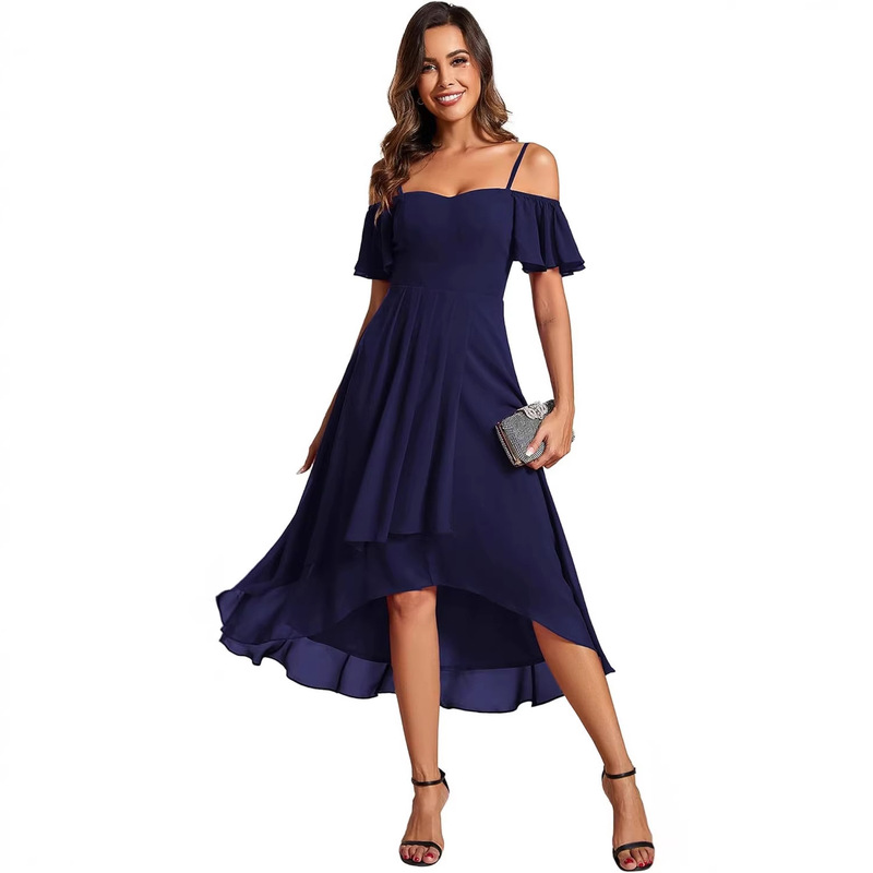 Ever-Pretty Women's Summer Off-Shoulder Asymmetrical Hem Flowing Chiffon Short Wedding Guest Dress 0 Ever-Pretty Women's Summer Off-Shoulder Asymmetrical Hem Flowing Chiffon Short Wedding Guest Dress 0