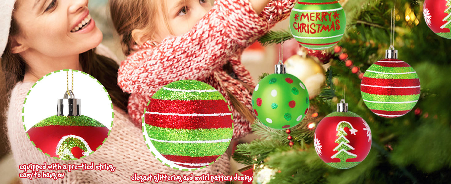 6CM Grinch Christmas Ball Ornaments Set – Hand-Painted Festive Tree Decorations For Whimsical Holiday Parties​_voghion.com