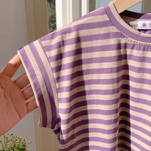 Korean Girls' Summer Dress Children's Short Sleeve Child Skirt Fashion Striped Children's Princess Dress