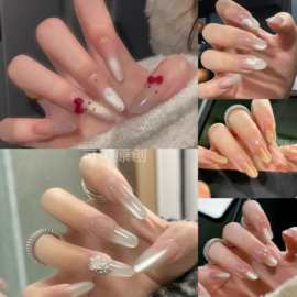 网红纯手工穿戴甲美甲贴片假指甲结婚显白新娘甲高级感小红书甲外