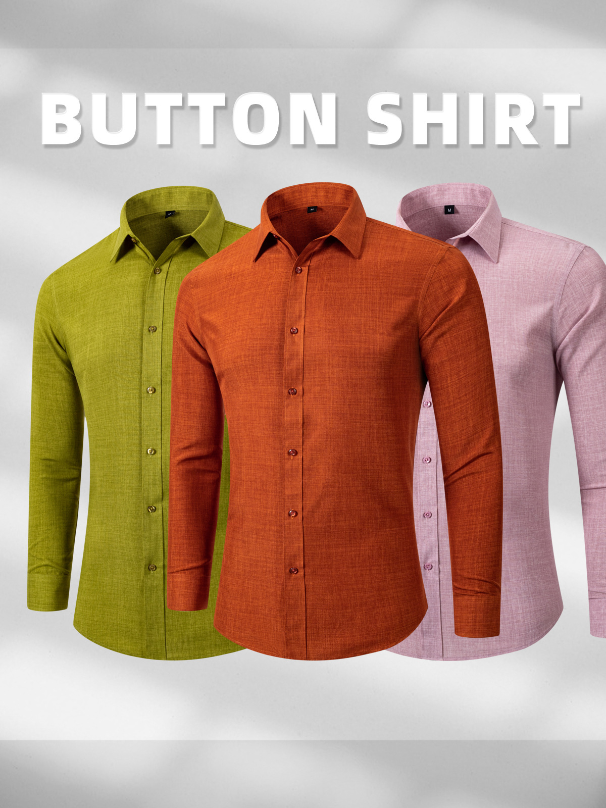 Camisas personalizadas transfronterizas de hombre de manga larga imitación de lino de color sólido de secado rápido comercial sin quemar delgado comercio exterior camisa de tamaño europeo y americano