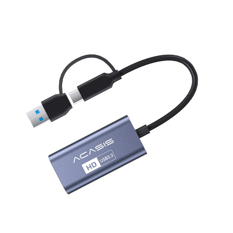 USB3.0 Tarjeta de captura de vídeo juego de aleación de aluminio transmisión en vivo teléfono móvil tableta Cámara tipo-c tarjeta de captura HD