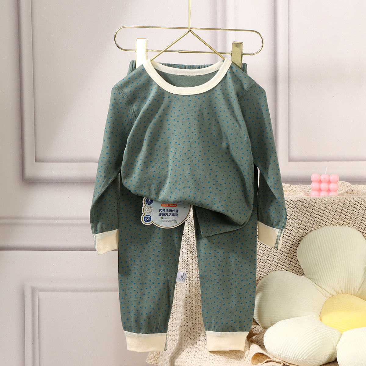[Personalizado] Ropa de otoño para niños, traje de pantalones largos, ropa de hogar deshuesada de otoño e invierno para bebés, pijamas de algodón para niños y niñas