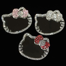 新款卡通合金KT猫手机壳镜子diy化妆镜饰品镶钻蝴蝶结领结配件