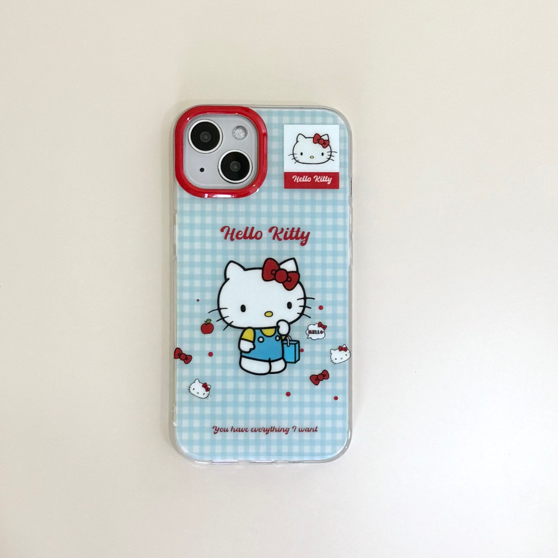 Capa azul de dibujos animados gato de compras IPhone15promax doble capa Apple 15pro/14 funda para teléfono móvil aplicable 13