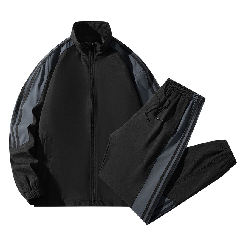 Traje deportivo de tres rayas para hombre, chaqueta informal de estilo coreano y pantalones largos, conjunto de dos piezas de exportación, talla grande.