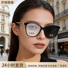 2026新款超轻素颜框防蓝光眼镜框女小香风双螺纹腿感光变色眼镜架